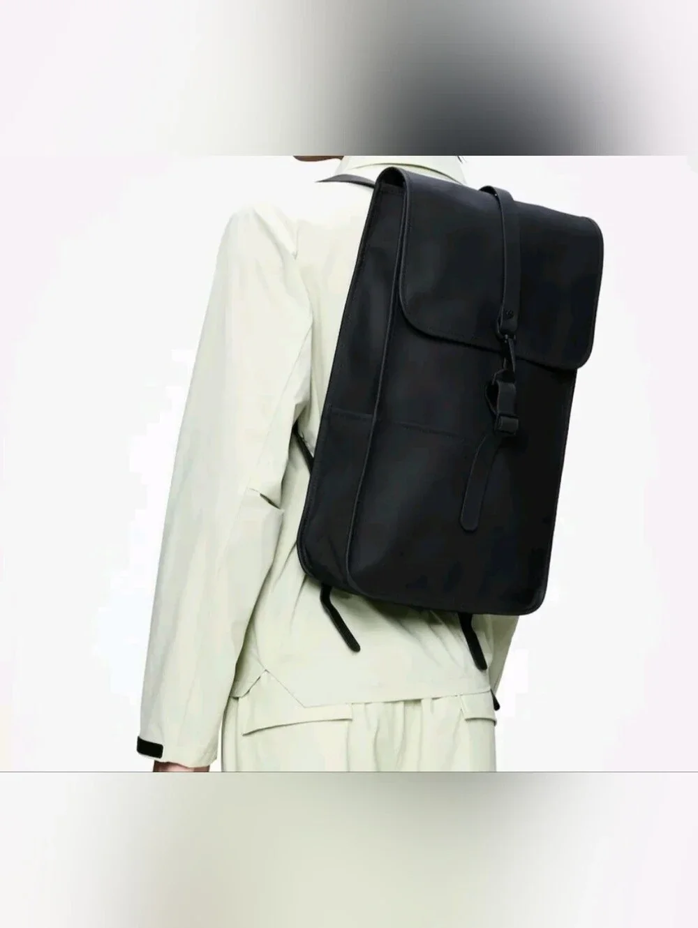 Rains Unisex Black Minimalist Backpack